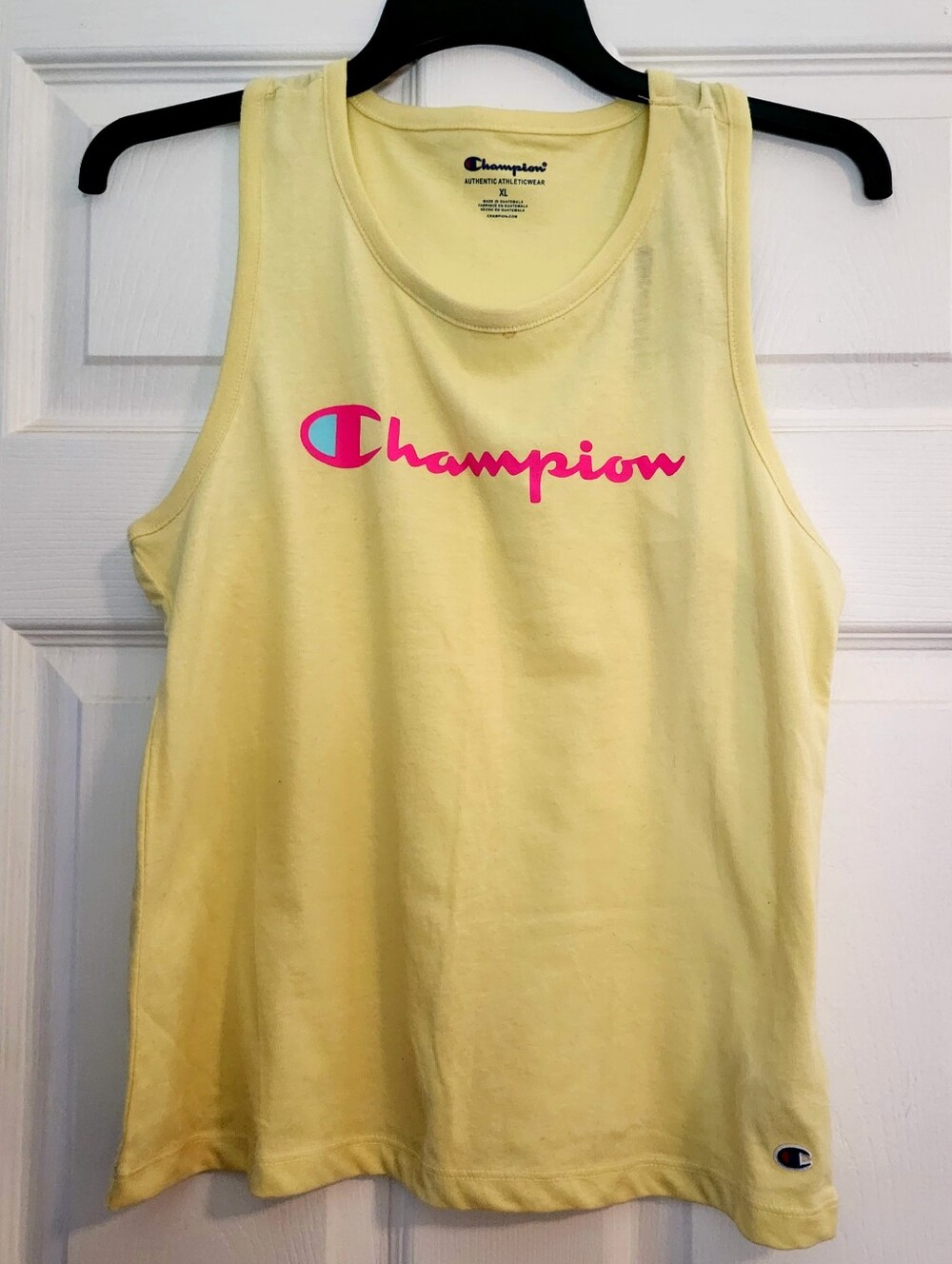 *NEW. Champion Pale Yellow Tank w/Hot Pink Logo (Sweatpants In Separate Listing)